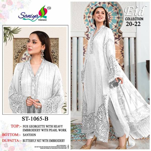 Saniya Eid Collection St 1065 Latest Fancy Festive wear Georgette Pakistani Salwar Suits